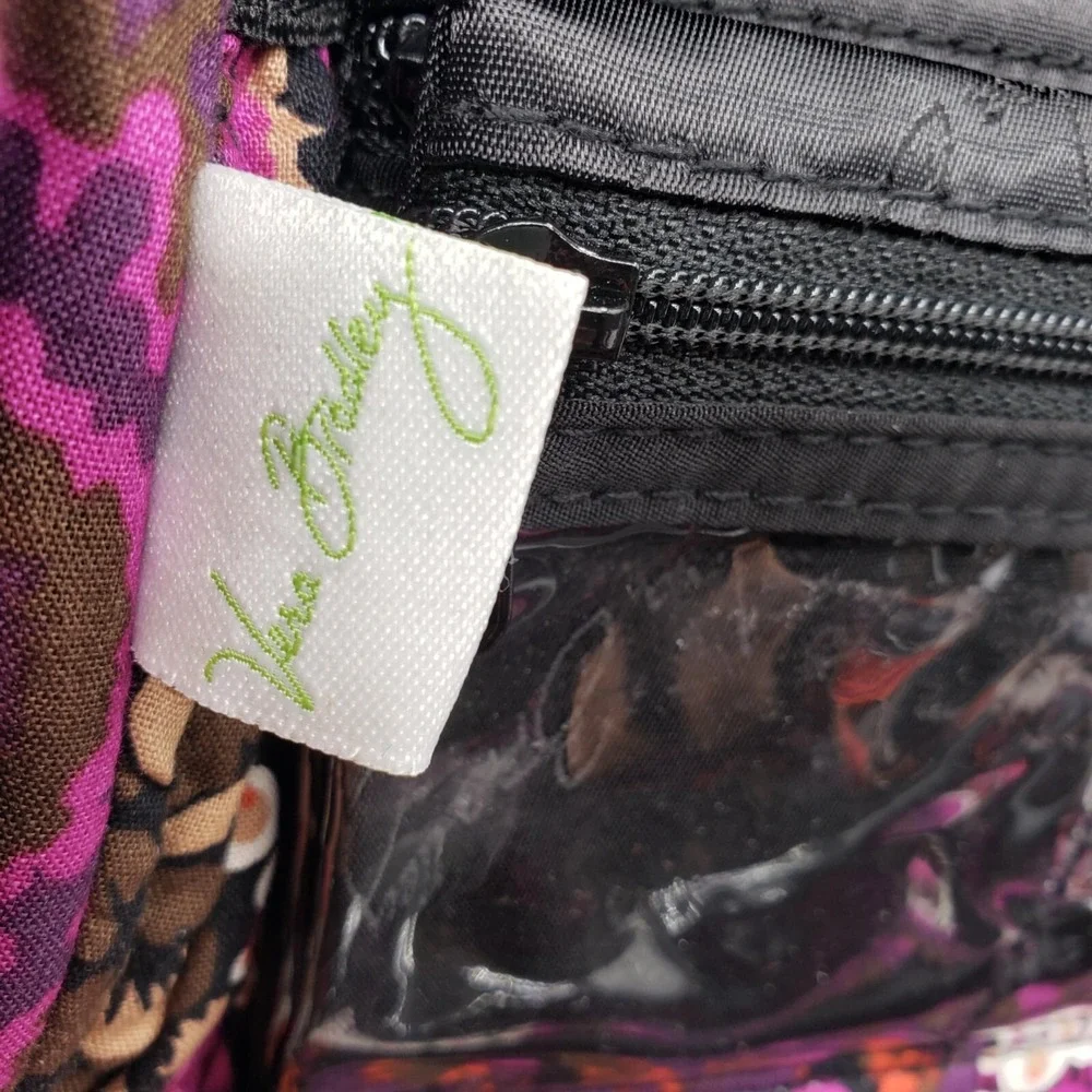 Vera Bradley 6 Pocket Travel Jewelry Organizer Classic Black Zebra Dome Velvet